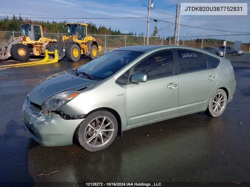 2008 Toyota Prius VIN: JTDKB20U387752831 Lot: 12128272