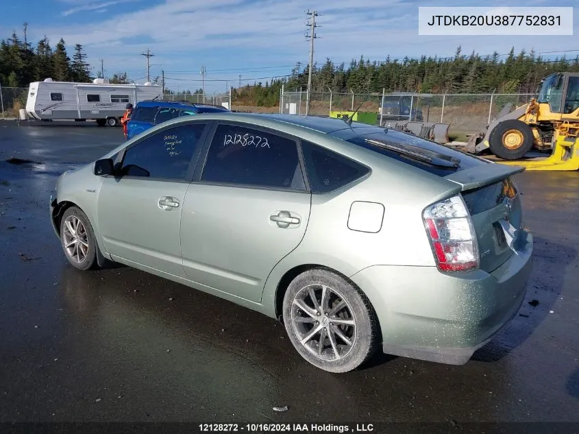 2008 Toyota Prius VIN: JTDKB20U387752831 Lot: 12128272