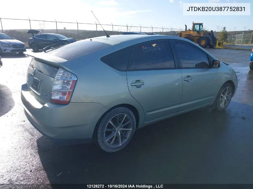 2008 Toyota Prius VIN: JTDKB20U387752831 Lot: 12128272