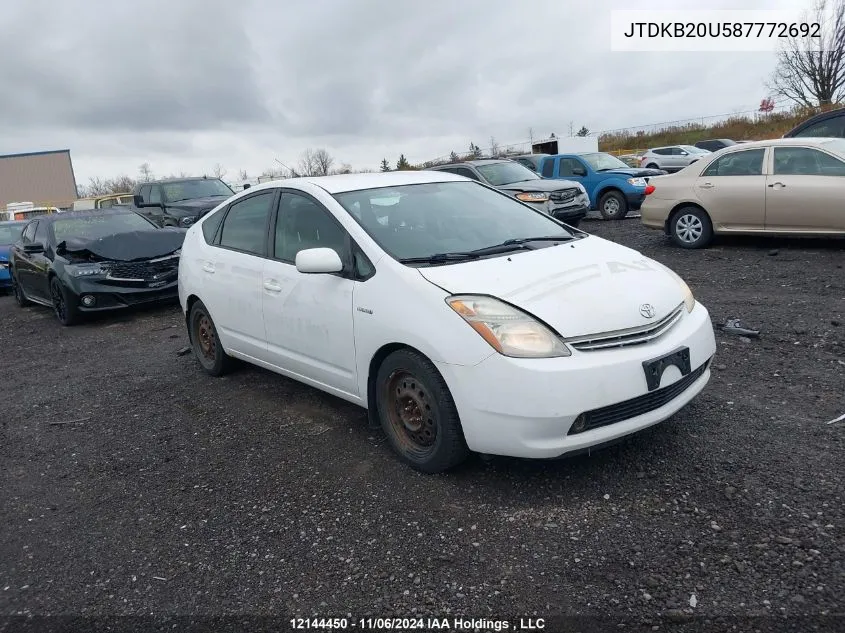 2008 Toyota Prius VIN: JTDKB20U587772692 Lot: 12144450