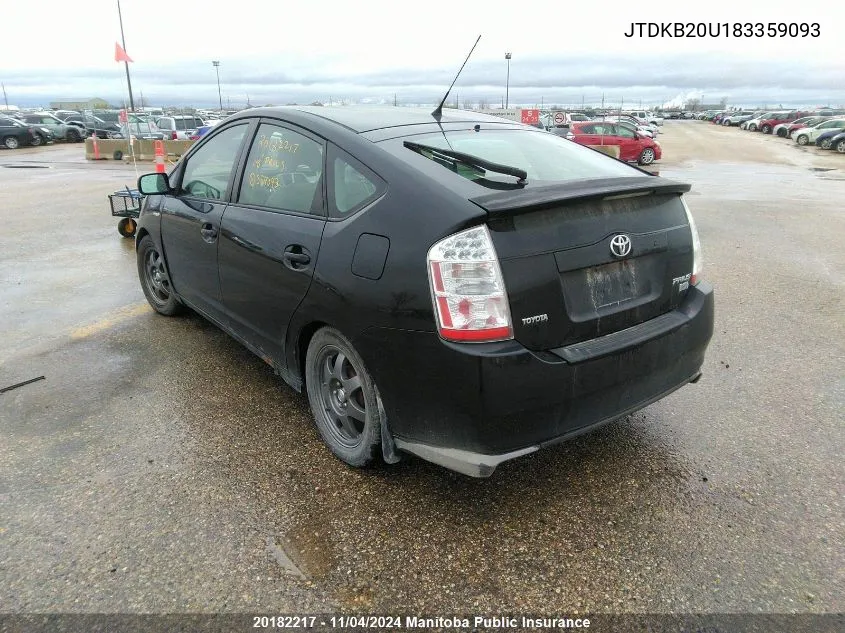 2008 Toyota Prius VIN: JTDKB20U183359093 Lot: 20182217