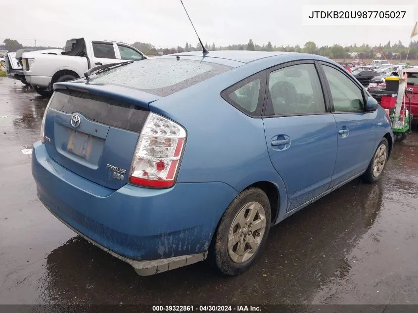 2008 Toyota Prius VIN: JTDKB20U987705027 Lot: 39322861