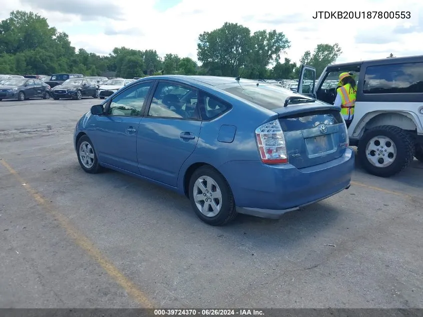 2008 Toyota Prius VIN: JTDKB20U187800553 Lot: 39724370