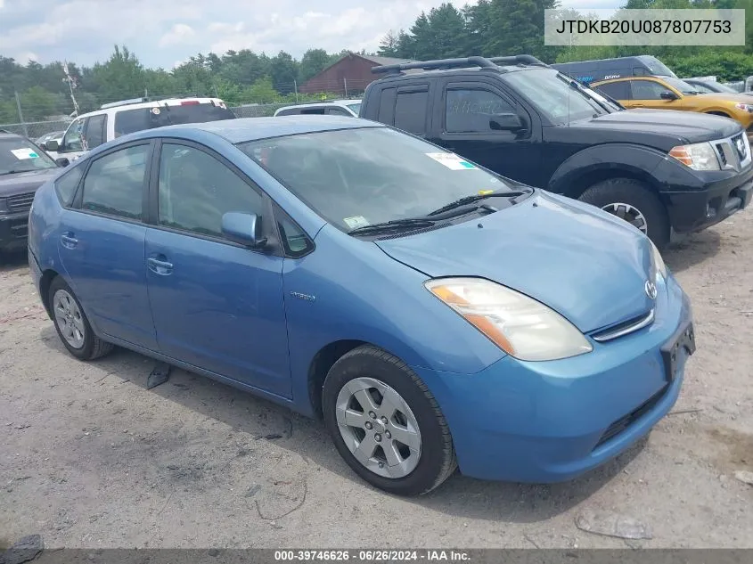 JTDKB20U087807753 2008 Toyota Prius