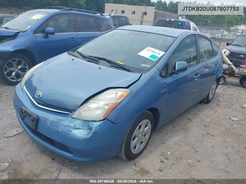 JTDKB20U087807753 2008 Toyota Prius