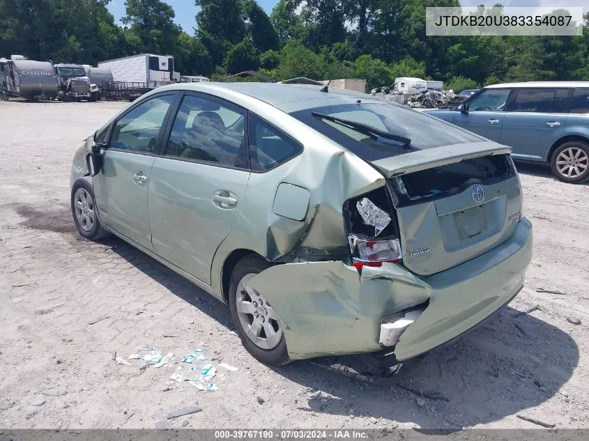 2008 Toyota Prius VIN: JTDKB20U383354087 Lot: 39767190