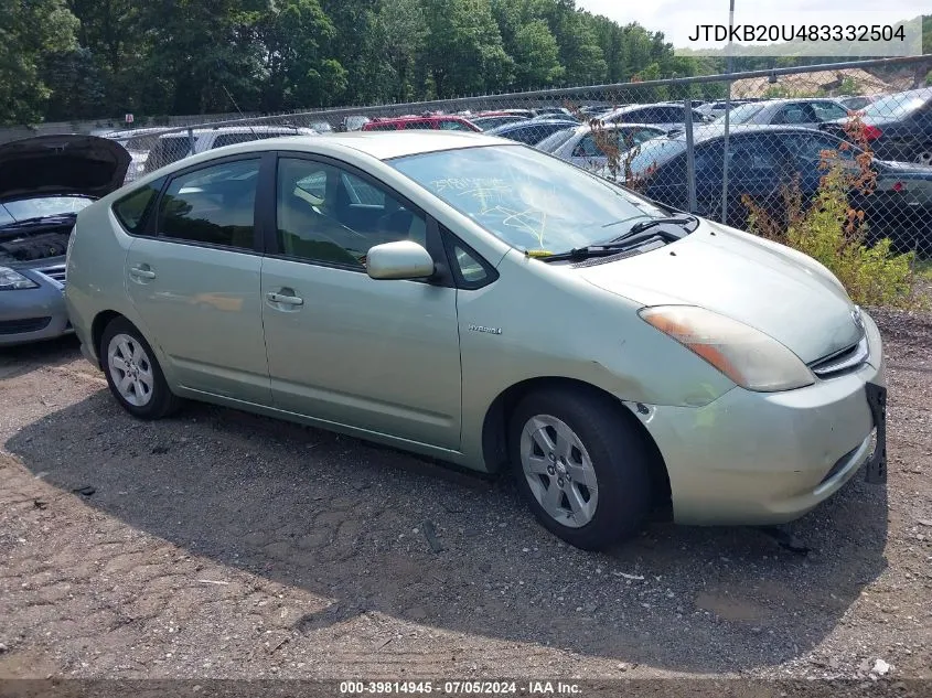 2008 Toyota Prius VIN: JTDKB20U483332504 Lot: 39814945