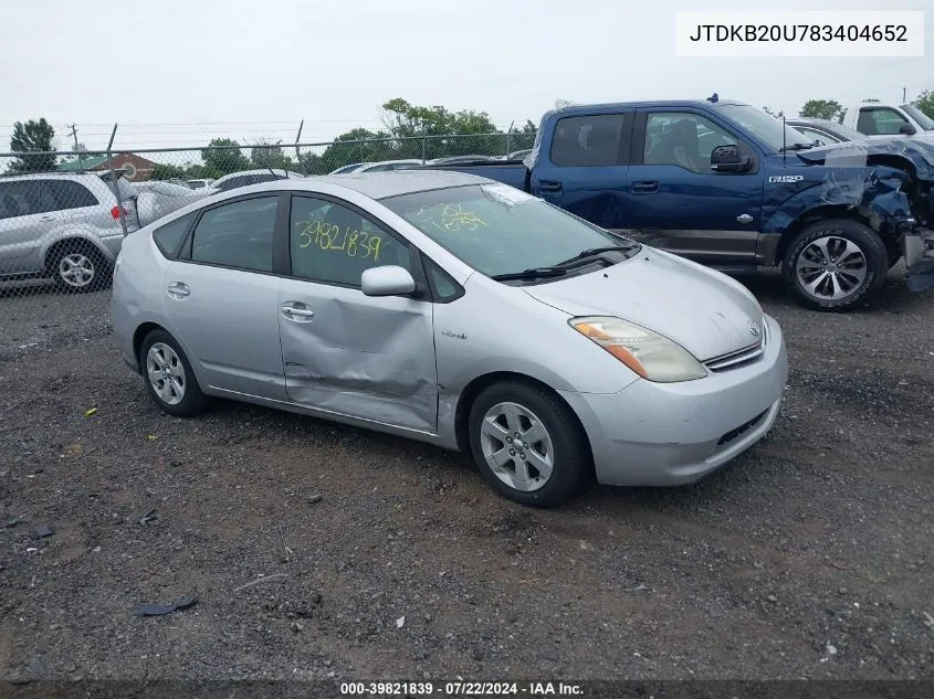 2008 Toyota Prius VIN: JTDKB20U783404652 Lot: 39821839