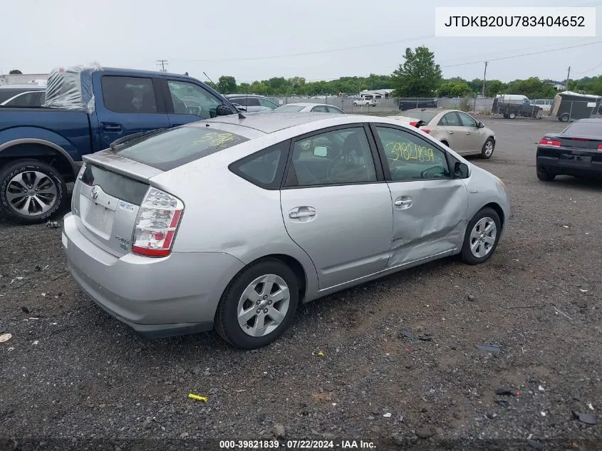 2008 Toyota Prius VIN: JTDKB20U783404652 Lot: 39821839