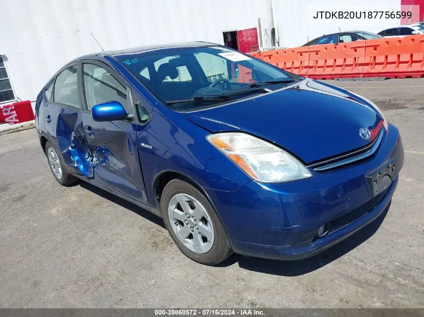 2008 Toyota Prius VIN: JTDKB20U187756599 Lot: 39860572