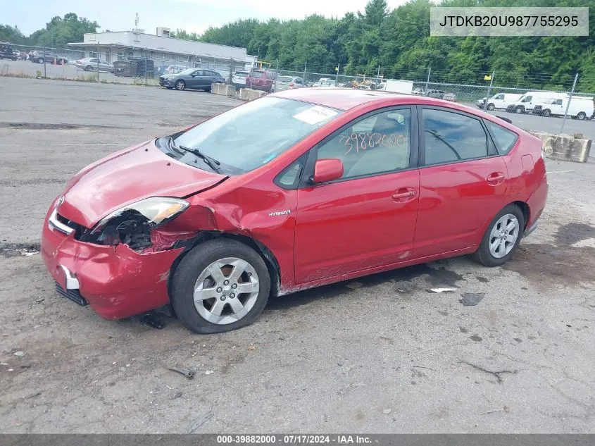 2008 Toyota Prius VIN: JTDKB20U987755295 Lot: 39882000