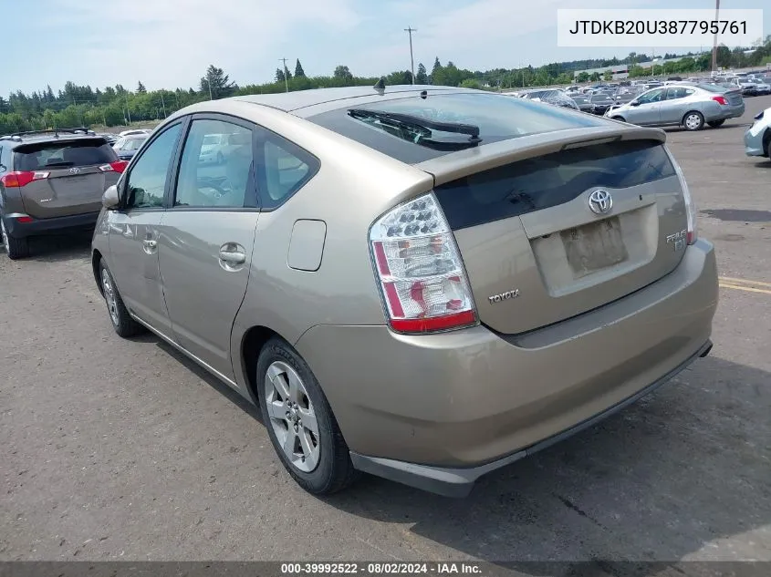 2008 Toyota Prius VIN: JTDKB20U387795761 Lot: 39992522