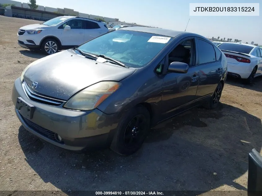 2008 Toyota Prius VIN: JTDKB20U183315224 Lot: 39994810