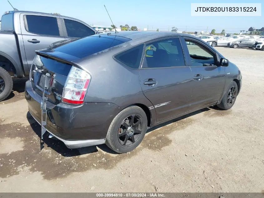 2008 Toyota Prius VIN: JTDKB20U183315224 Lot: 39994810