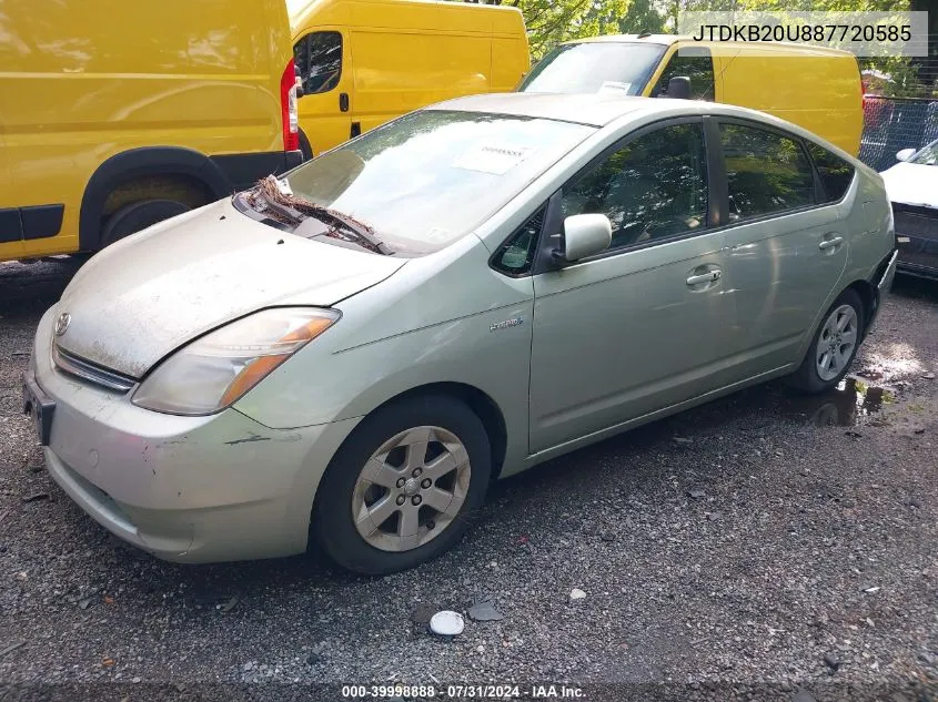 2008 Toyota Prius VIN: JTDKB20U887720585 Lot: 39998888