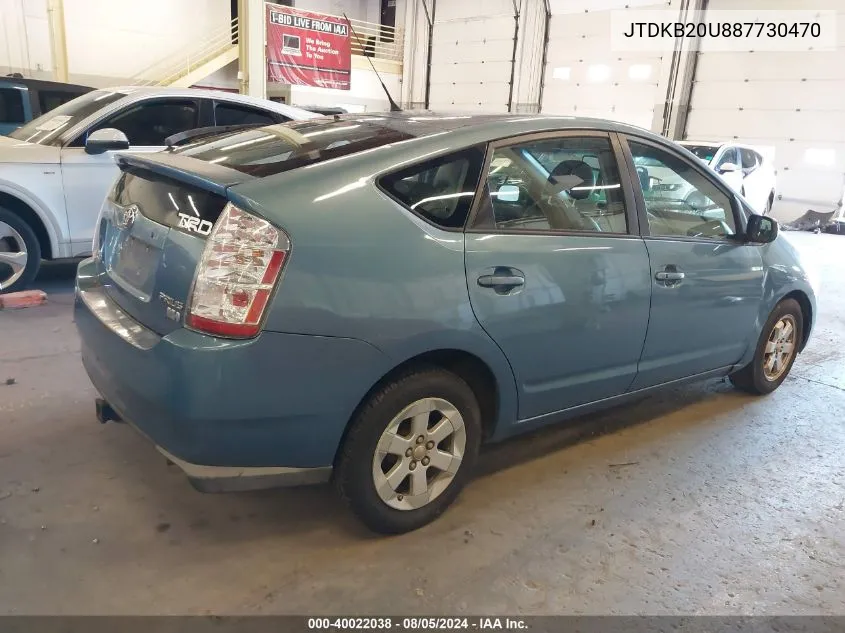 2008 Toyota Prius Standard/Touring VIN: JTDKB20U887730470 Lot: 40022038