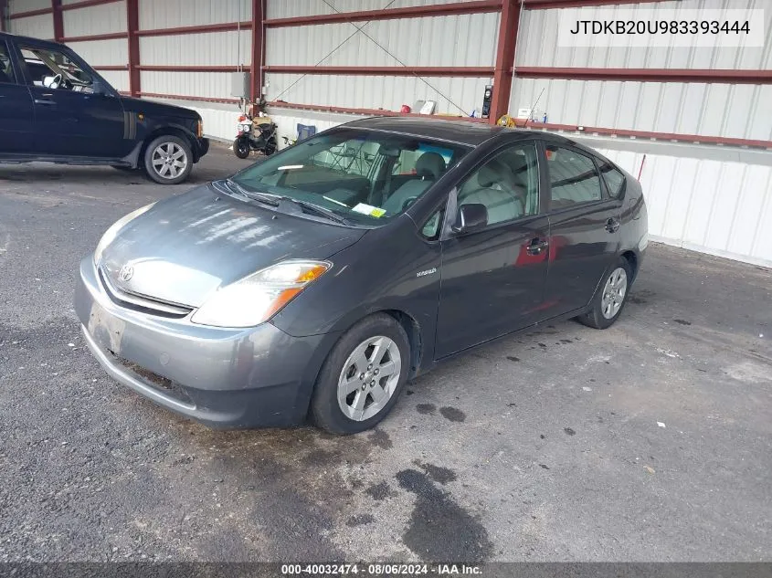 2008 Toyota Prius VIN: JTDKB20U983393444 Lot: 40032474