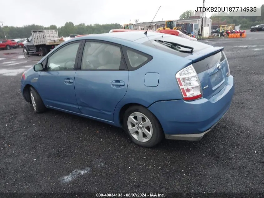 2008 Toyota Prius VIN: JTDKB20U187714935 Lot: 40034133