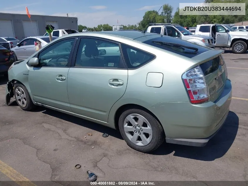 2008 Toyota Prius VIN: JTDKB20U383444694 Lot: 40051882