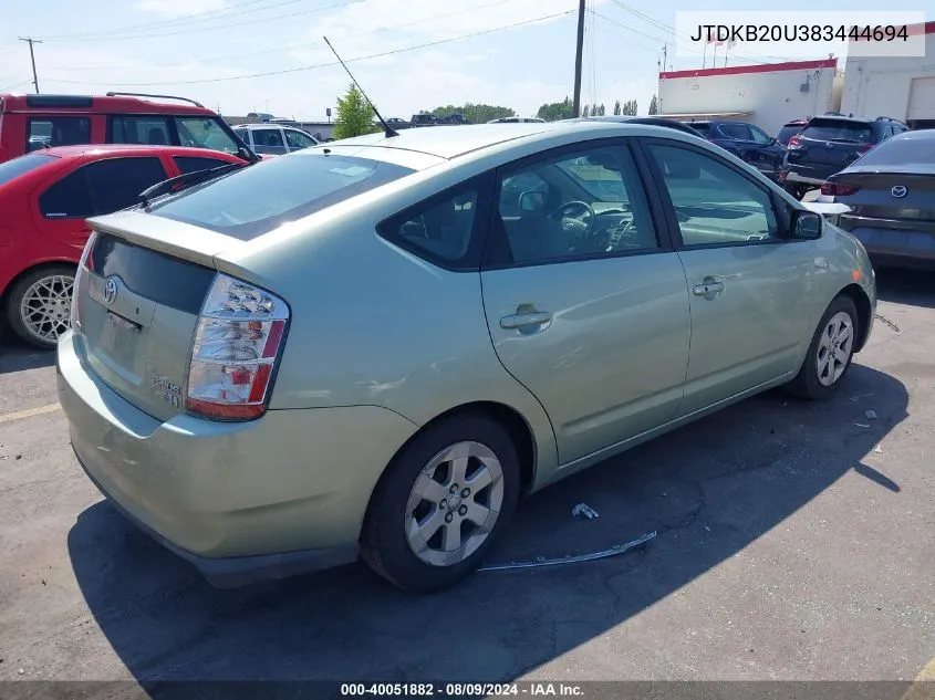 2008 Toyota Prius VIN: JTDKB20U383444694 Lot: 40051882