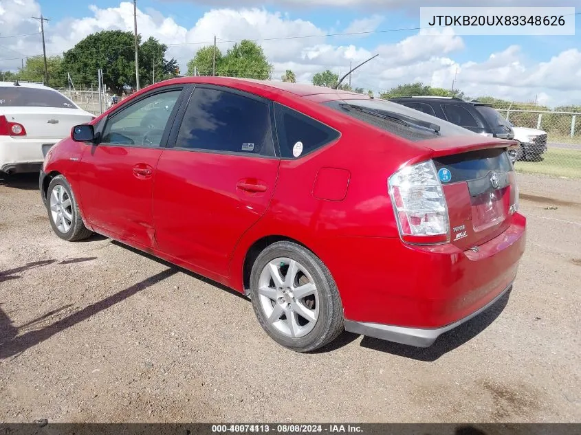 2008 Toyota Prius Touring VIN: JTDKB20UX83348626 Lot: 40074113