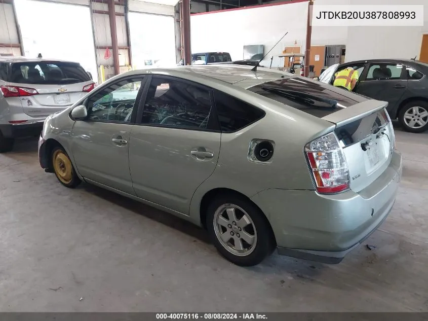 2008 Toyota Prius VIN: JTDKB20U387808993 Lot: 40075116