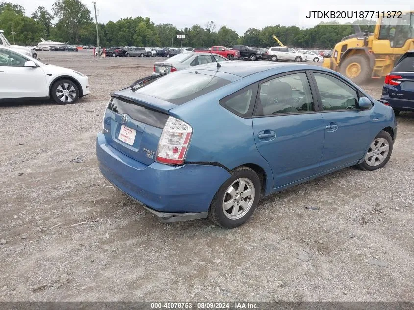 2008 Toyota Prius VIN: JTDKB20U187711372 Lot: 40078753