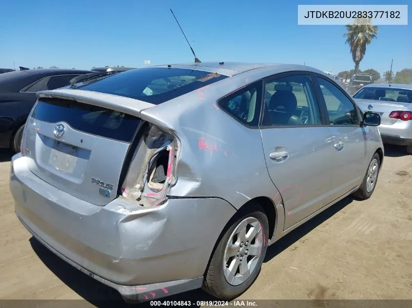 2008 Toyota Prius VIN: JTDKB20U283377182 Lot: 40104843