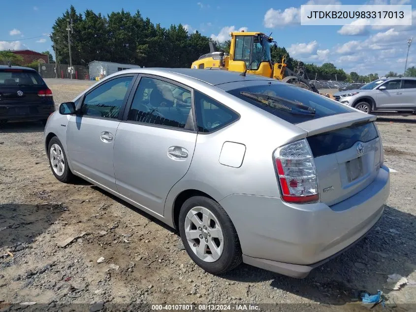 2008 Toyota Prius VIN: JTDKB20U983317013 Lot: 40107801