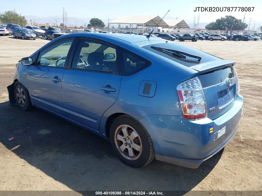 2008 Toyota Prius VIN: JTDKB20U787778087 Lot: 40109398