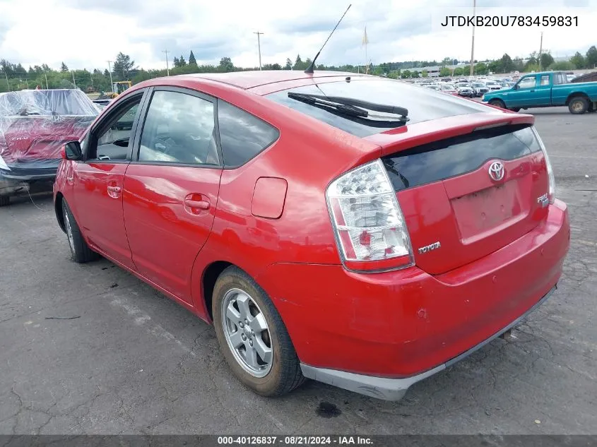 2008 Toyota Prius VIN: JTDKB20U783459831 Lot: 40126837