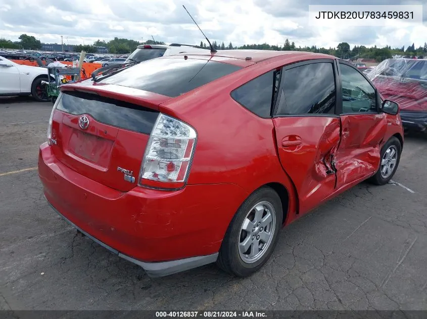 2008 Toyota Prius VIN: JTDKB20U783459831 Lot: 40126837