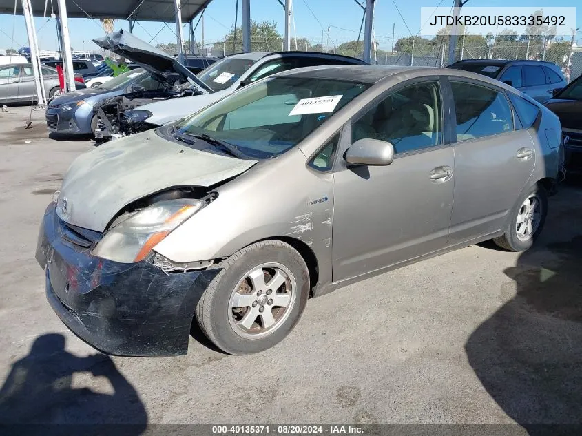 2008 Toyota Prius VIN: JTDKB20U583335492 Lot: 40135371