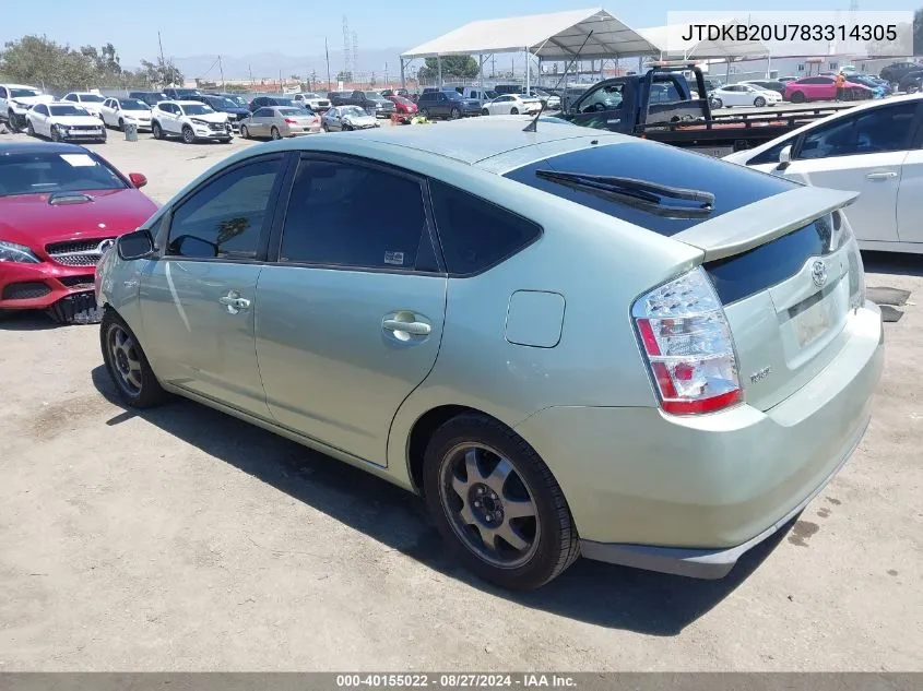 2008 Toyota Prius Touring VIN: JTDKB20U783314305 Lot: 40155022