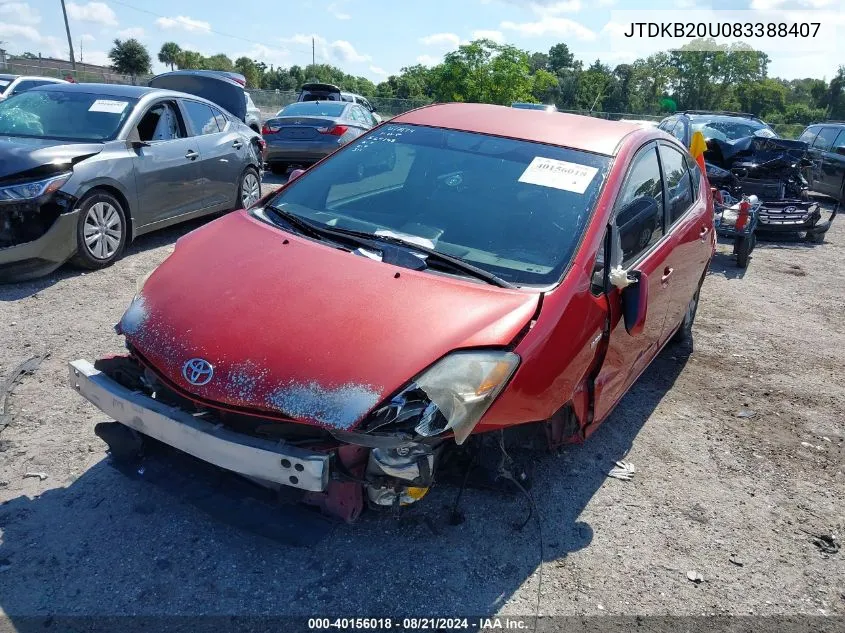 2008 Toyota Prius VIN: JTDKB20U083388407 Lot: 40156018