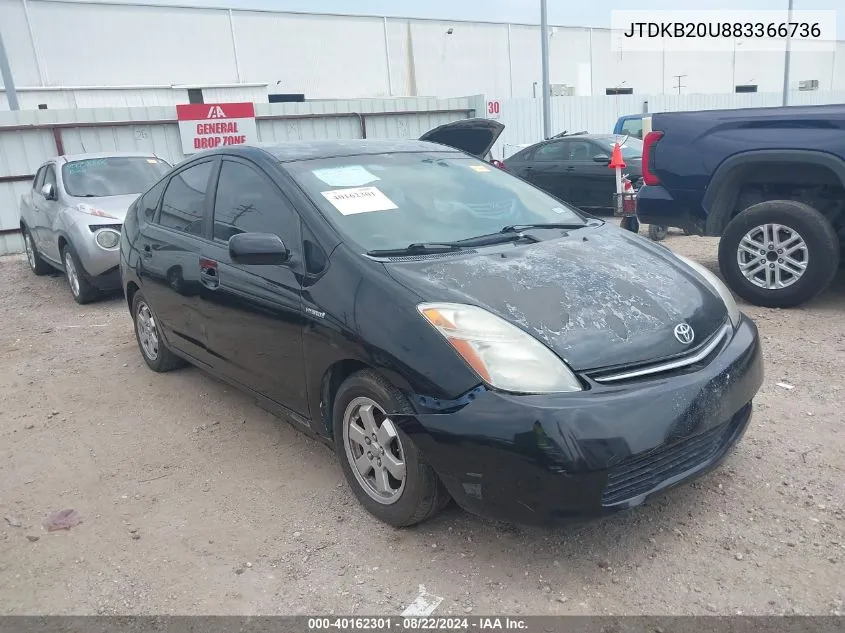 2008 Toyota Prius Standard VIN: JTDKB20U883366736 Lot: 40162301