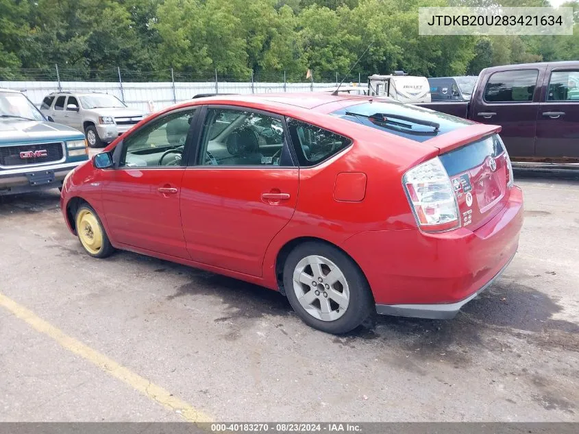 2008 Toyota Prius VIN: JTDKB20U283421634 Lot: 40183270