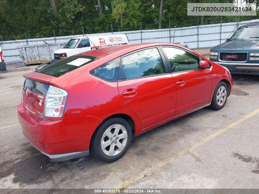 2008 Toyota Prius VIN: JTDKB20U283421634 Lot: 40183270