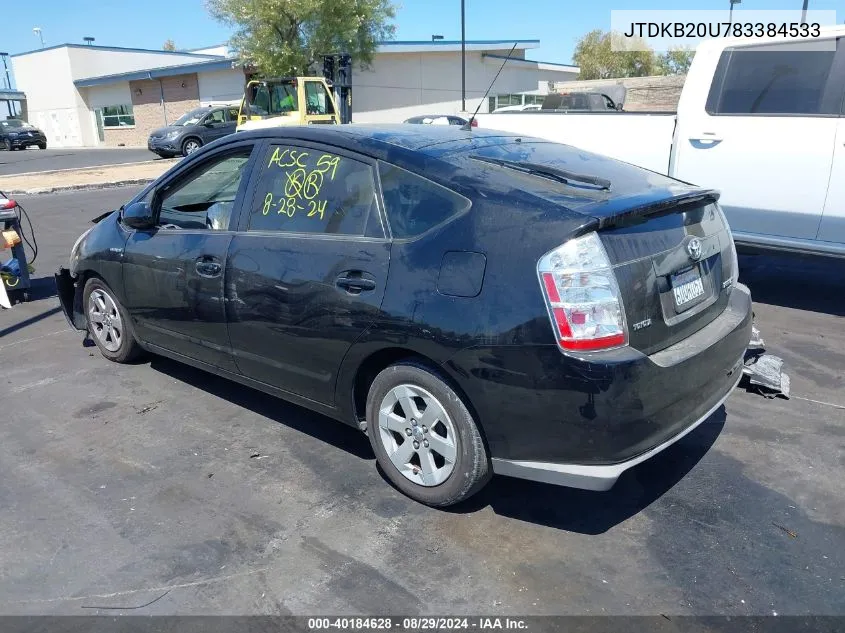 2008 Toyota Prius VIN: JTDKB20U783384533 Lot: 40184628