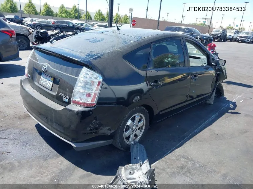 2008 Toyota Prius VIN: JTDKB20U783384533 Lot: 40184628