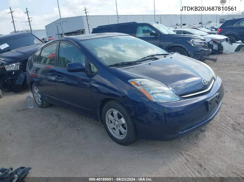 2008 Toyota Prius VIN: JTDKB20U687810561 Lot: 40189551