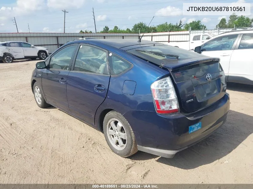 2008 Toyota Prius VIN: JTDKB20U687810561 Lot: 40189551