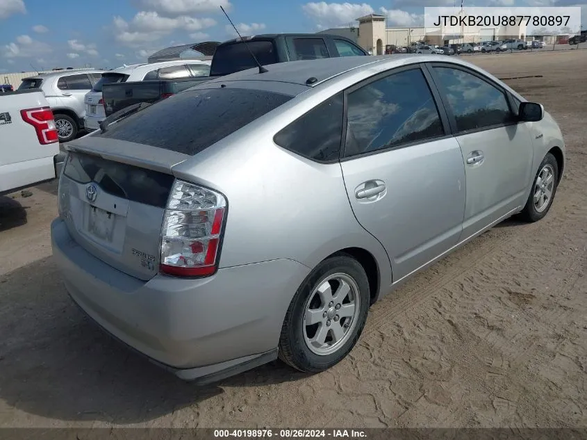 2008 Toyota Prius VIN: JTDKB20U887780897 Lot: 40198976