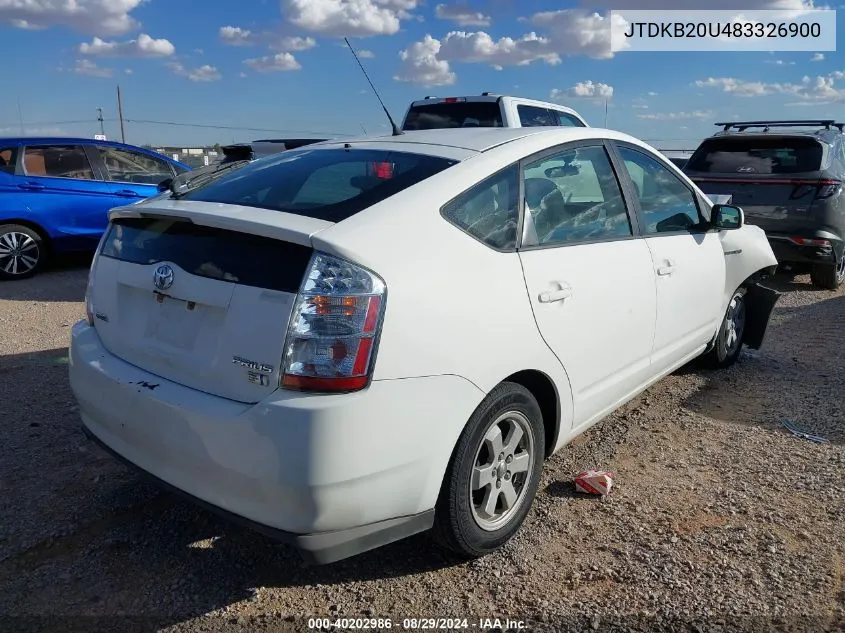 2008 Toyota Prius Standard VIN: JTDKB20U483326900 Lot: 40202986