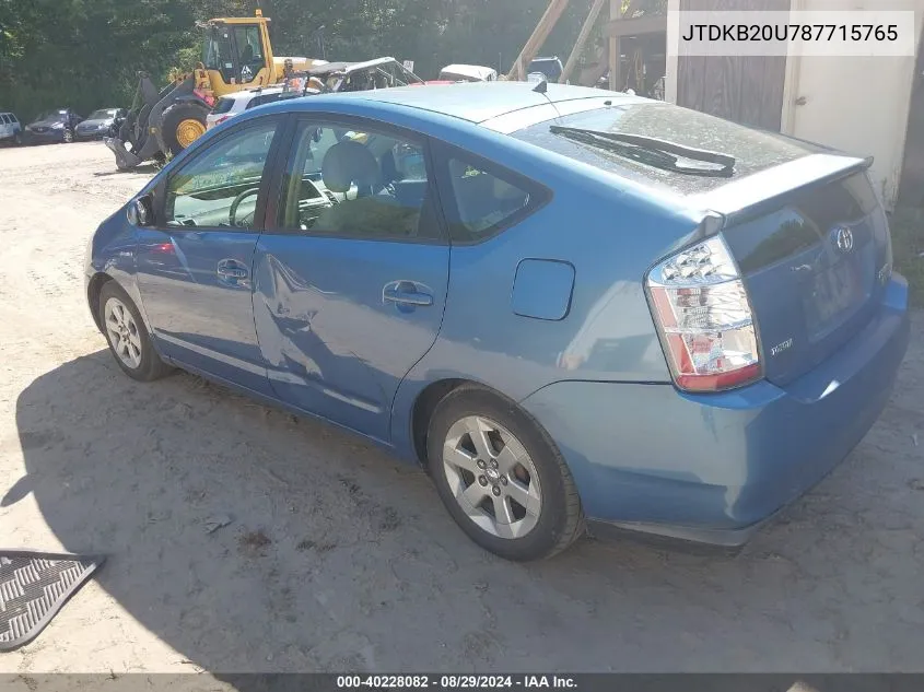 2008 Toyota Prius VIN: JTDKB20U787715765 Lot: 40228082