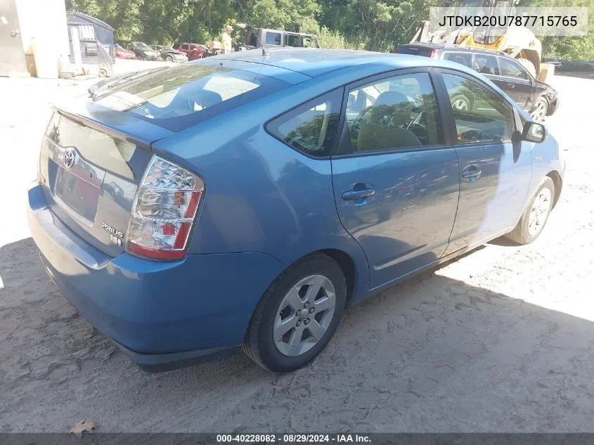 2008 Toyota Prius VIN: JTDKB20U787715765 Lot: 40228082