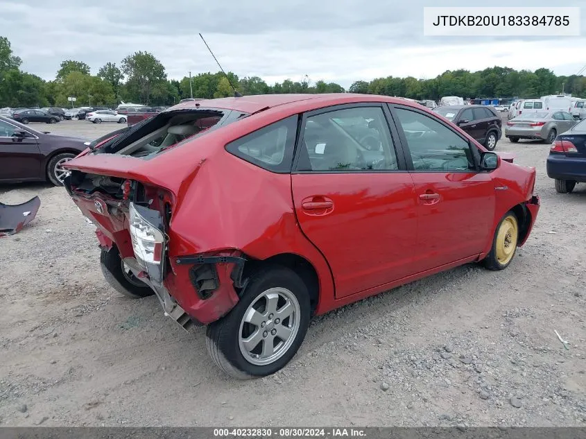 2008 Toyota Prius VIN: JTDKB20U183384785 Lot: 40232830