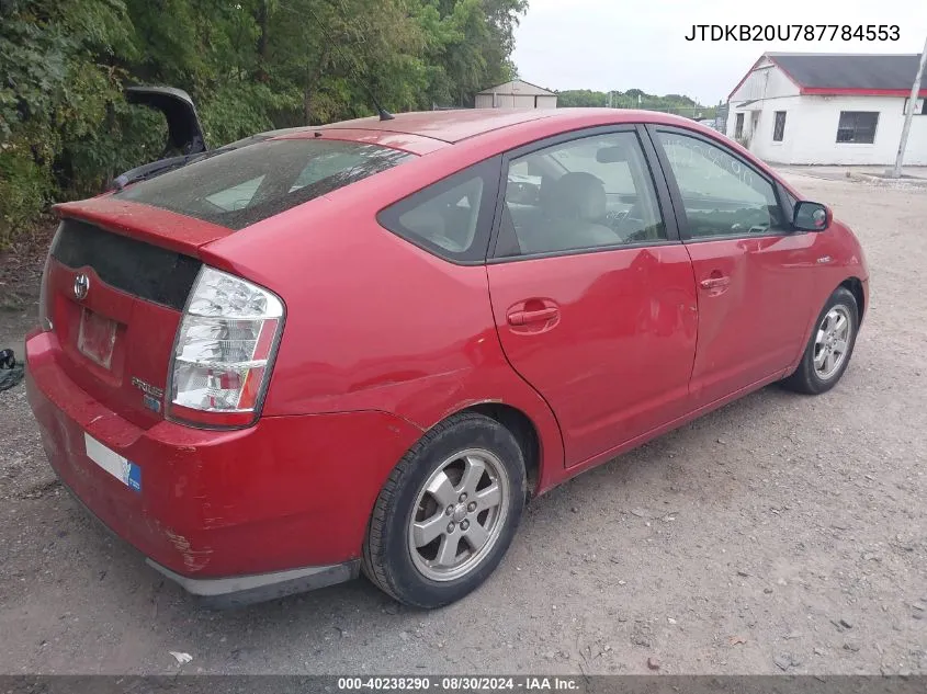 2008 Toyota Prius VIN: JTDKB20U787784553 Lot: 40238290