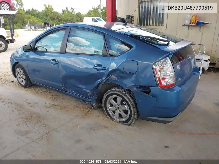 2008 Toyota Prius VIN: JTDKB20U487790519 Lot: 40241576