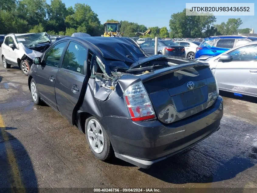 2008 Toyota Prius VIN: JTDKB20U983436552 Lot: 40246756